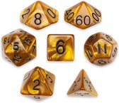 Polydice set - Polyhedral dobbelstenen set 7 delig | Set van 7 dice  | dungeons and dragons dnd dice | D&D Pathfinder RPG DnD |  Goudbruin / gold - koper gemarmerd zwart