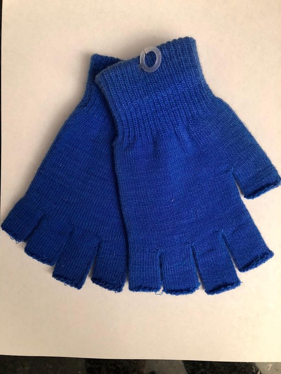 Gants d’habillage sans doigts pour adultes - bleu - Unisexe - Tricoté - Années 80 / 80 - gant sans doigts bleu - Pour femmes et hommes
