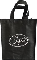 Flessentas fles tas cadeau large textiel Cheers zwart vaderdag