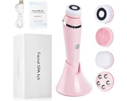 4 in 1 Gezichtsborstel – Gezichtsreiniging – Gezichtsmassage – Waterdichte gezichtsborstel – Elektrische gezichtsreiniger – Make up verwijderen – Make up Remover – Blackhead Remover Vacuüm – Draadloos – Mee-eters & Acne verwijderen set – Roze