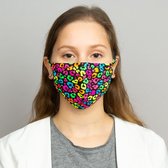 Mondkapje Katoen - Wasbaar Mondmasker - Mondkapje voor Volwassenen - Neon Panterprint Papillon PA7076