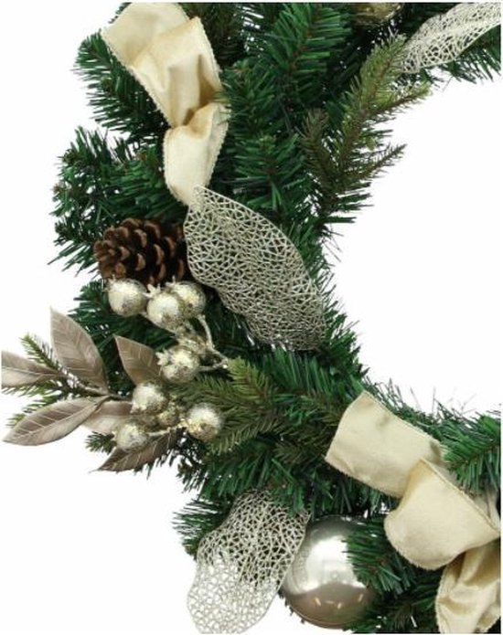 Home & Deco Grote kerstkrans XL - champagne - 60 cm - Home & Deco