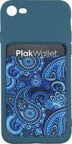 PlakWallet - Opplakbare pasjeshouder telefoon - Universeel - 7 kaarten - Paisley Blauw