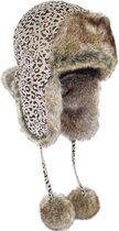Russische wintermuts luipaard print bontmuts dames
