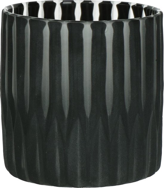 Vase / lanterne en verre noir / blanc de la marque Pomax