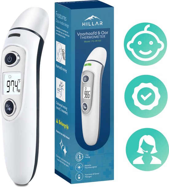 4 in 1 Infrarood Thermometer Baby - Oorthermometer - Digitale Thermometer  Voorhoofd -... | bol.com