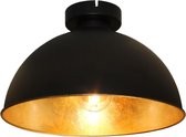 Plafondlamp Curve Zwart/Goud - Ø31cm - E27 - IP20 - Dimbaar > plafondlamp zwart goud | plafonniere zwart goud | lamp zwart goud | sfeer lamp zwart goud
