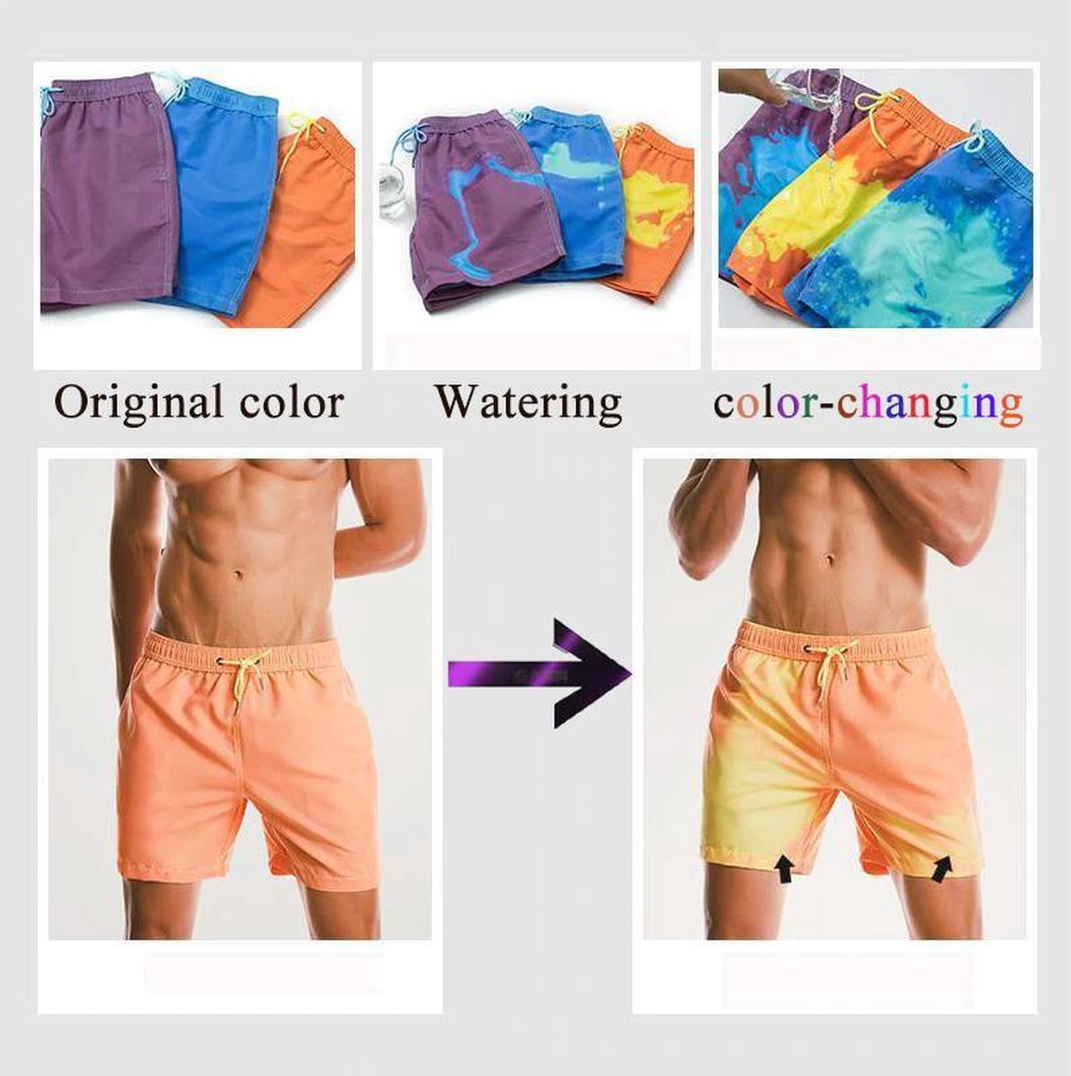 Zwembroek - Color changing - Kleur veranderend - Oranje-Geel | bol.com