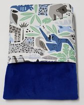 little feet - baby - winter dekentje - 100 x 75 cm - wellness kobalt blauw - katoen dierenprint - WIEG - KINDERWAGEN