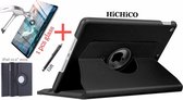 Apple iPad 10.2 inch (2019) HiCHiCO Tablet Hoes 360 Draaibare Hoes met Stylus pen Zwart + Screen Protector