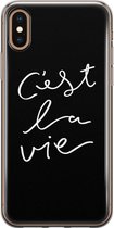 iPhone X/XS hoesje siliconen - C'est la vie - Soft Case Telefoonhoesje - Tekst - Transparant, Grijs