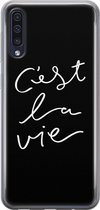 Leuke Telefoonhoesjes - Hoesje geschikt voor Samsung Galaxy A70 - C'est la vie - Soft case - TPU - Tekst - Grijs