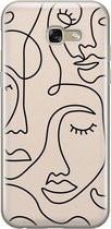 Samsung Galaxy A5 2017 hoesje siliconen - Abstract gezicht lijnen - Soft Case Telefoonhoesje - Print / Illustratie - Beige