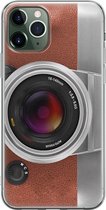 iPhone 11 Pro hoesje siliconen - Vintage camera - Soft Case Telefoonhoesje - Print / Illustratie - Transparant, Bruin