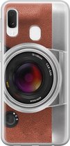 Samsung Galaxy A20e hoesje siliconen - Vintage camera - Soft Case Telefoonhoesje - Print / Illustratie - Bruin