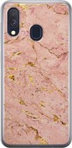 Leuke Telefoonhoesjes - Hoesje geschikt voor Samsung Galaxy A40 - Marmer roze goud - Soft case - TPU - Marmer - Roze