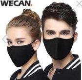 Wecan fashion mondkapje black-mondkapje zwart- mondkapje wasbaar- mondkapje katoen- mondkapje herbruikbaar- gezichtmasker-mondmasker- niet medisch mondmasker-unisex dames en heren facemask