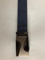 PU leren riem midden blauw met zilveren automatische gesp