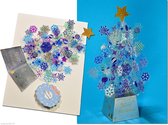 Popcards popupkaarten – Schitterende Blauwe Fiets versierd met Bloemen pop-up kaart Wenskaart 3D-kaart Herenfiets