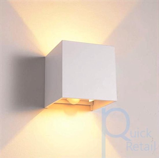 Quick retail - Buitenlamp - Led - Kubus verlichting - 7watt - met  bewegingssensor - wit | bol