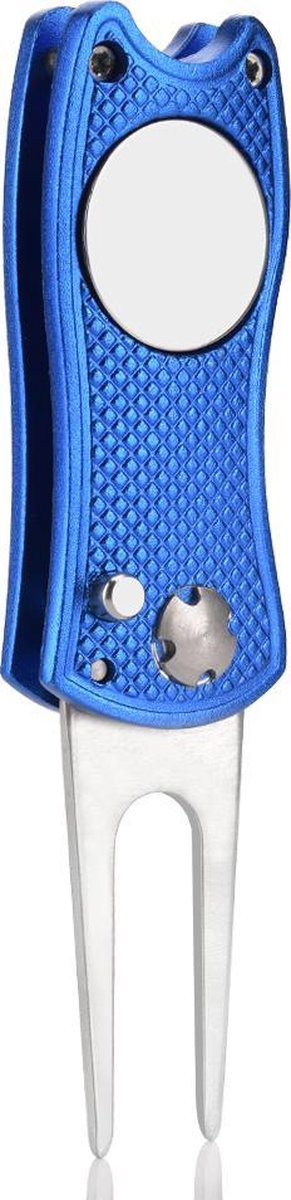Firsttee - Pitchfork golf - Opvouwbaar - INCLUSIEF MARKER - Blauw - Repareer Greens - Golf accessoires - Golfballen - Pitchfork marker - Pitchfork metaal - Compact - Pocket - Marker golfbal - Golfbalmarkers - Golf sport - Golf training - Cadeau van Firsttee — afbeelding 2