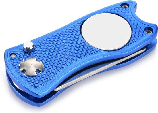 Firsttee - Pitchfork golf - Opvouwbaar - INCLUSIEF MARKER - Blauw - Repareer Greens - Golf accessoires - Golfballen - Pitchfork marker - Pitchfork metaal - Compact - Pocket - Marker golfbal - Golfbalmarkers - Golf sport - Golf training - Cadeau van Firsttee — afbeelding 3