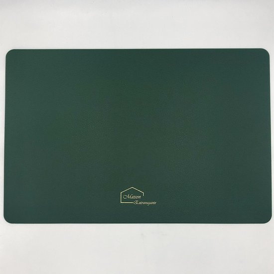 Maison Extravagante - Luxe placemat BOX van hoogwaardig PU leder - Set van 2 - Anti-Slip placemat - Waterdicht - Vuilafstotend - Groen - 45cm x 30cm - geschikt voor thuis, eetkamer en keuken