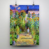 Poster de tuin van Monet in Vetheuil - Claude Monet - 50x70cm