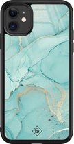 iPhone 11 hoesje glass - Marmer mint groen | Apple iPhone 11  case | Hardcase backcover zwart