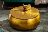 Handgemaakte design salontafel 70cm goud gehamerd met opbergruimte