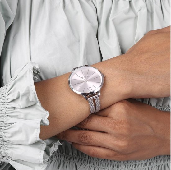 Donna Mae horloge met zilverkleurige mesh band