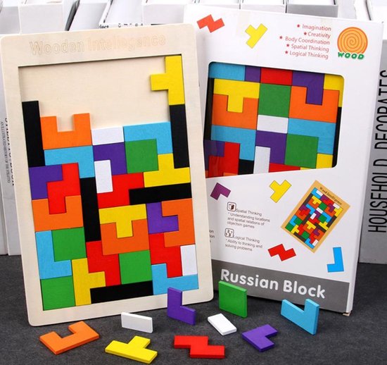 Tetris Blokken Tangram Vormen Puzzel - Houten Speelgoed Tetris Spel -  Educatief Puzzel... | bol.com