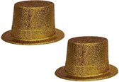 2x stuks gouden glitter verkleed hoeden volwassenen