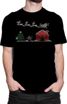 Kerst T-shirt Heren Mega bling – Maat M - Zwart