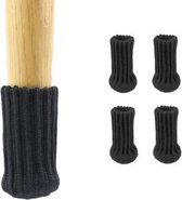 4 Zwarte Stoelpoot Sokken - Omtrek 7 tot 17cm - Beschermers Dopjes - Stoel Vloer Bescherming Zwart - Block Socks - Vloerbeschermers - Bescherming
