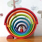 Houten regenboog speelgoed blokken (12 kleuren)