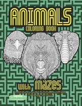 Animals Coloring Book with Mazes