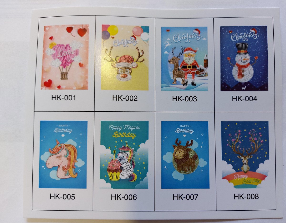 Diamond painting kerstkaarten pakket ( 8 stuks )