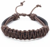 Verstelbare leren armband LGT Jewels gevlochten Touw Bruin