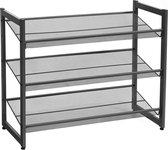 Trend24 - Schoenenrek - Schoenenbank - Schoenenrek deur - Schoenenrekken - Staal - 74 x 30,7 x 62,8 cm - Zwart