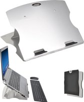 DESQ® Laptop Reis standaard | 5 hoek standen | t/m 17" | Aluminium | Slechts 6mm dik | Incl. hoes/ muismat