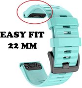Firsttee - Siliconen Horlogeband - EASY FIT - Voor GARMIN - MINTGROEN - 22 MM - Horlogebandjes - Quick Release - Easy Click - Garmin - S60 - S62 - Fenix 5 - Forerunner 935 - Fenix
