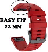 Firsttee - Siliconen Horlogeband - EASY FIT - Voor GARMIN - ROOD - 22 MM - Horlogebandjes - Quick Release - Easy Click - Garmin - S60 - S62 - Fenix 5 - Forerunner 935 - Fenix 6 (Pr