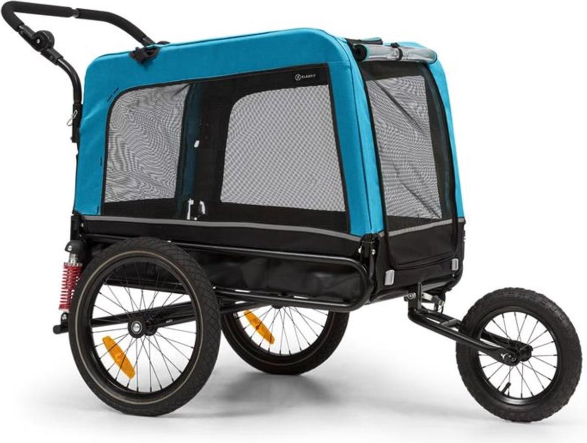 Klarfit Husky Vario 2-in-1 Hondenfietskar - Hondenbuggy - 240 Liter - 600D Oxford Blauw