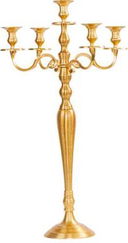 Kandelaar goud H38 cm - Kaarsenhouder- Decoratie - 5 Kaarsen