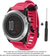 Rood - Roze - Fuchsia Siliconen Bandje 26mm voor Garmin Fenix 3 / 3 HR / 3 Sapphire, Garmin Fenix 5x, Garmin D2 & Garmin Quatix 3 – Maat: zie maatfoto – NIET Quickfit Compatibel –