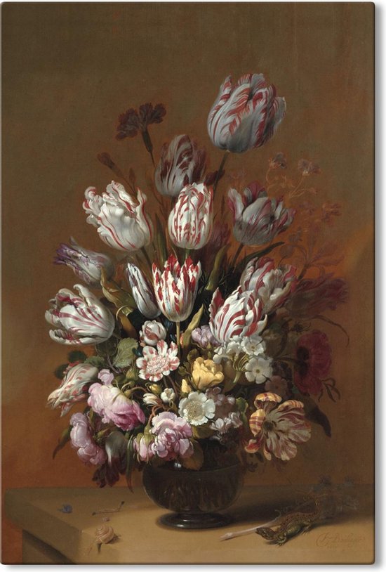 Canvas Schilderij Stilleven met bloemen - Hans Bollongier - 50x70 cm