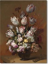 Canvas Schilderij Stilleven met bloemen - Hans Bollongier - 40x60 cm