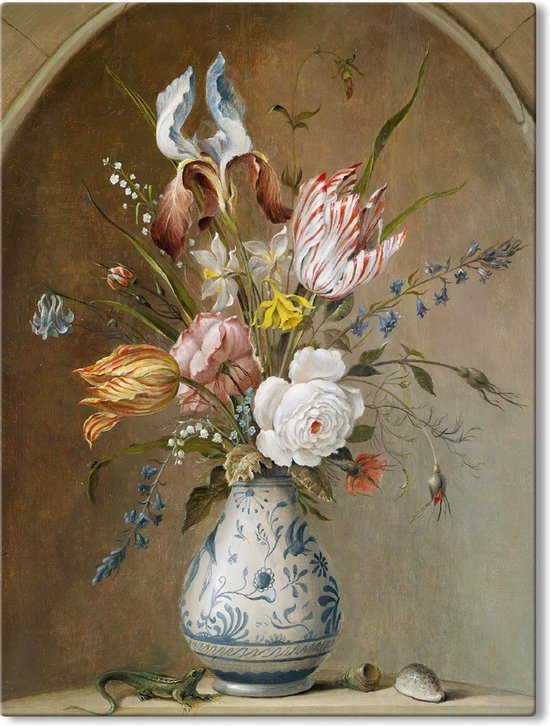 Canvas Schilderij Bloemstilleven - Balthasar van der Ast - 40x60 cm