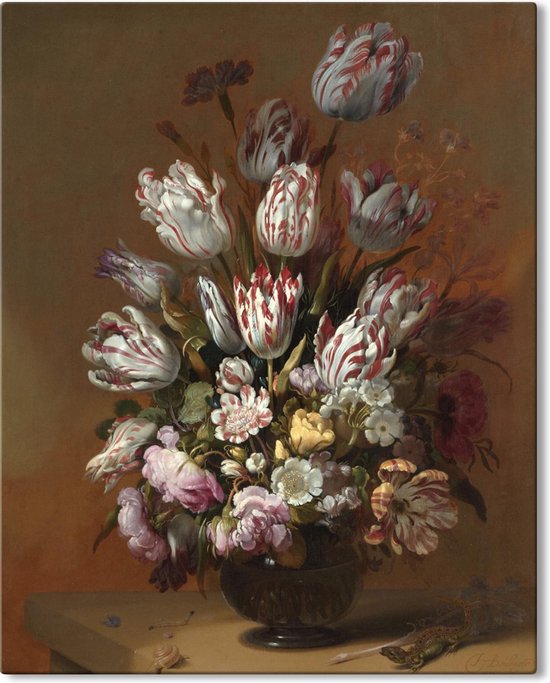 Canvas schilderij Stilleven met bloemen - Hans Bollongier